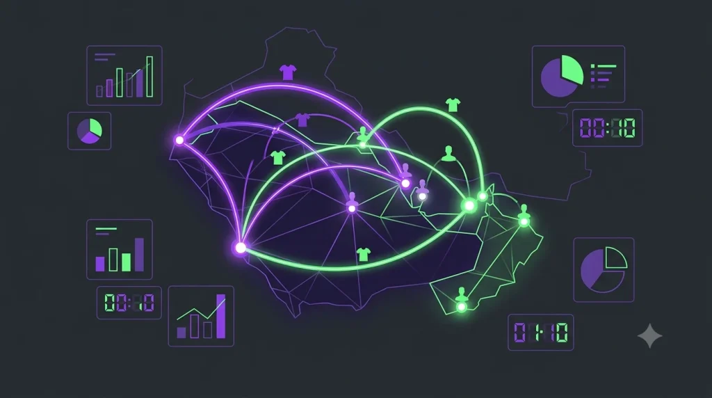 Gulf summer transfers 2026 network map with connection arcs between clubs and data panels