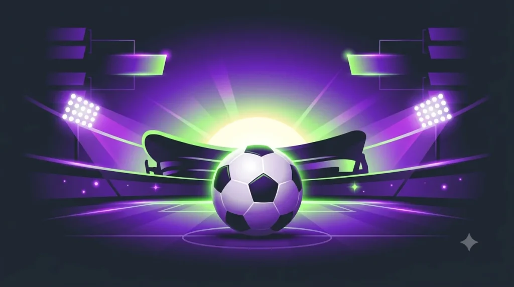 Kuwait Asian Cup 2027 stadium with a football, rising sun, and group-stage bracket motif